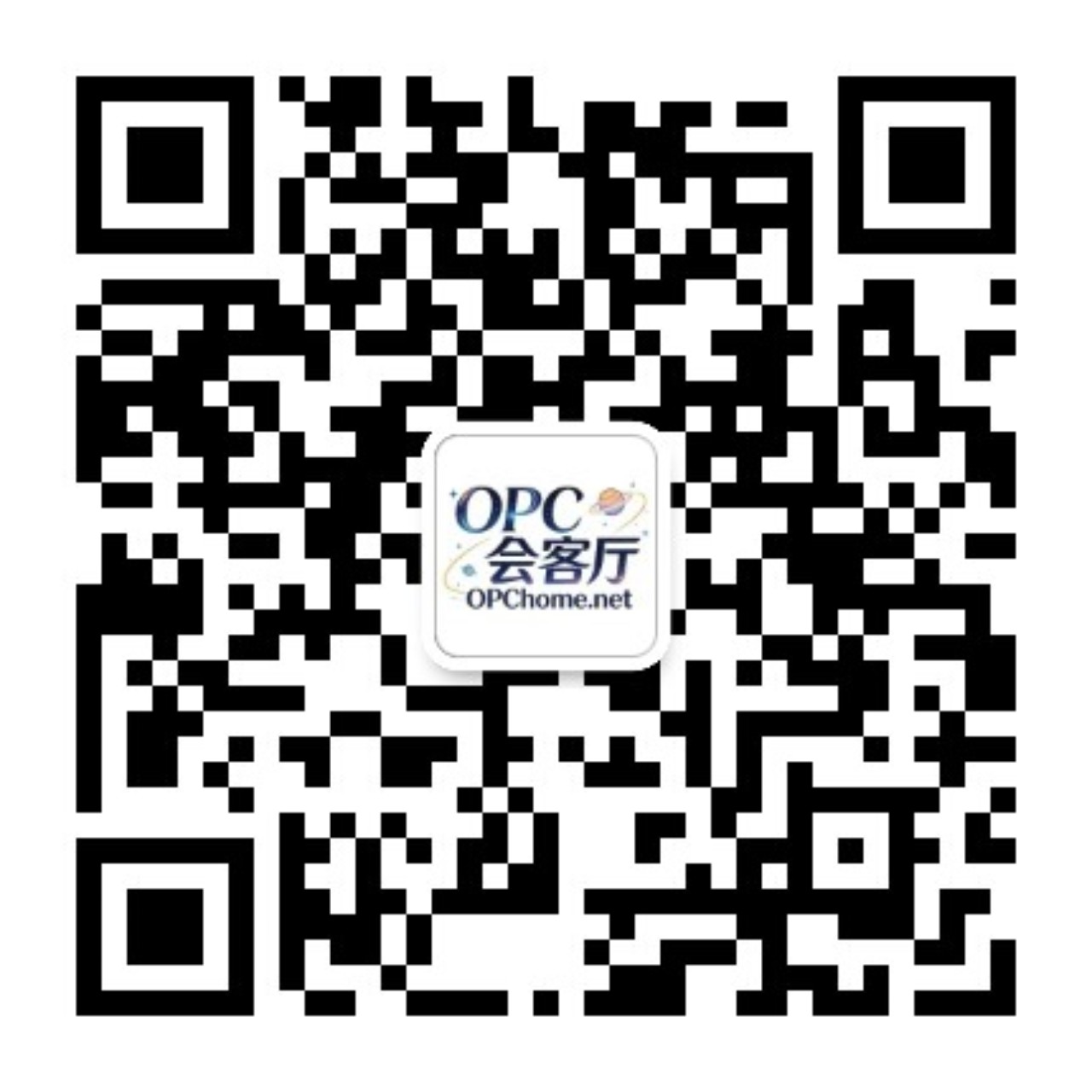 微信公众号二维码，黑白方块图案，中心有微信图标标识